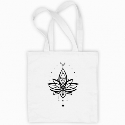 Eco bag "Lotus,tatoo,line art,print"