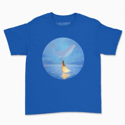 Children's t-shirt "The Girl in yellow dress and the Whale"
