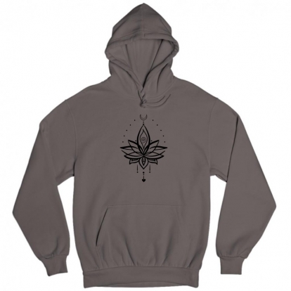 Man's hoodie "Lotus,tatoo,line art,print"