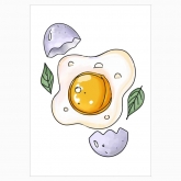 Poster " egg with eggshell and greenplants"