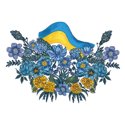 Постер "квіти і прапор України"