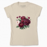 Women's t-shirt "Rustic Dark Burgundy Peony Bouquet"