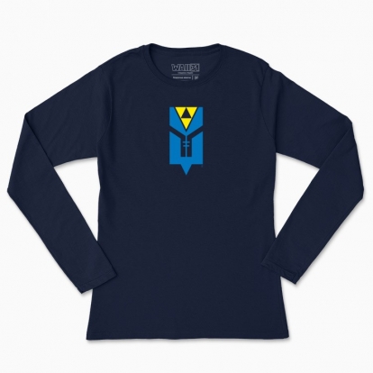 Women's long-sleeved t-shirt "Trident - a flower. (yellow and blue)"