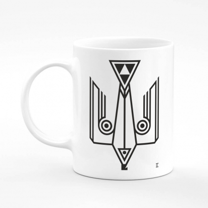 Printed mug "Trident falcon. Black monochrome"