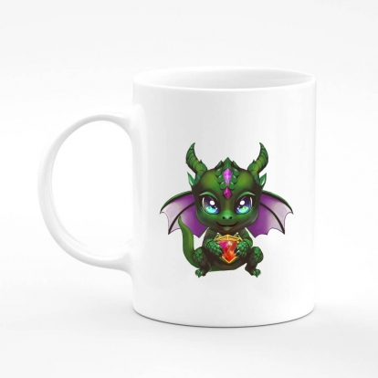 Чашка з принтом "зелений дракончик"