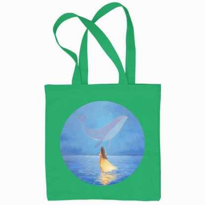 Eco bag "The Girl in yellow dress and the Whale"