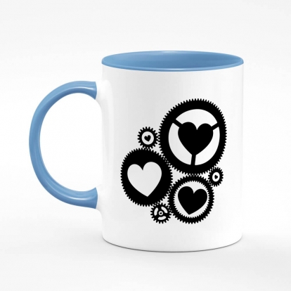Printed mug "Gears with hearts"