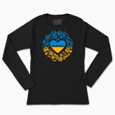 Women's long-sleeved t-shirt "I love Ukraine! Yellow-blue wreath"