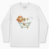 Men's long-sleeved t-shirt "Sunny lion and soap bubbles"