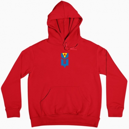 Women hoodie "Trident - a flower. (yellow and blue)"