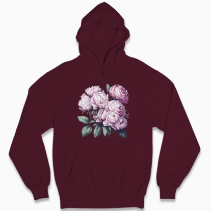 Man's hoodie "Flowers / Bouquet of peonies / Pink peonies"
