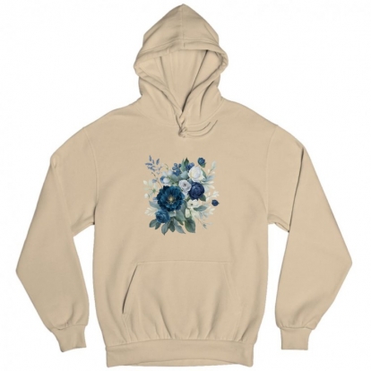Man's hoodie "Rustic Blue Wildflowers Bouquet"