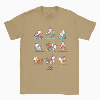 Men's t-shirt "Yoga poses with Unicorns. Inhale and exhale"