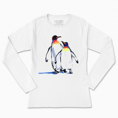 Women's long-sleeved t-shirt "Penguins in love"