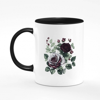 Чашка з принтом "Квіти / Драматичні троянди / Букет з трояндами"
