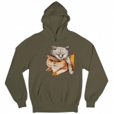 Man's hoodie "the couple of cats"