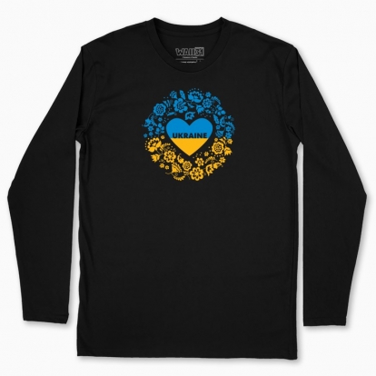 Men's long-sleeved t-shirt "I love Ukraine! Yellow-blue wreath"