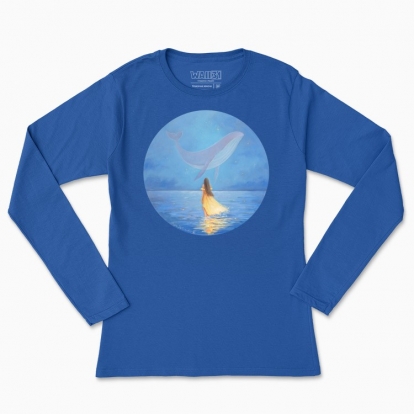Women's long-sleeved t-shirt "The Girl in yellow dress and the Whale"