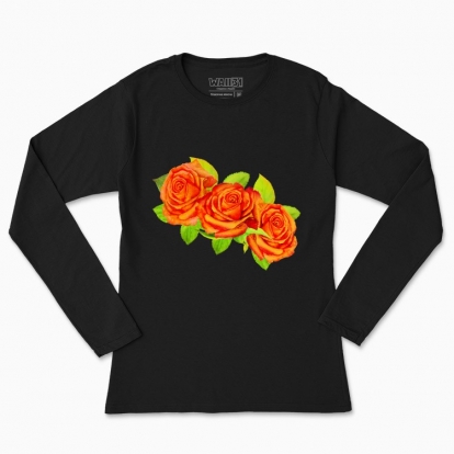 Women's long-sleeved t-shirt "Wreath: Orange roses"