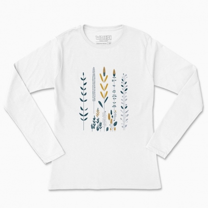 Women's long-sleeved t-shirt "Flowers Minimalism Hygge #2 / Scandinavian style print"