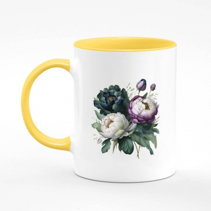 Printed mug "Peonies / Bouquet of peonies / Dramatic bouquet"