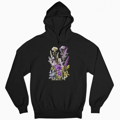 Man's hoodie "Польові квіти / Bouquet of wild flowers and herbs / Violet bouquet"