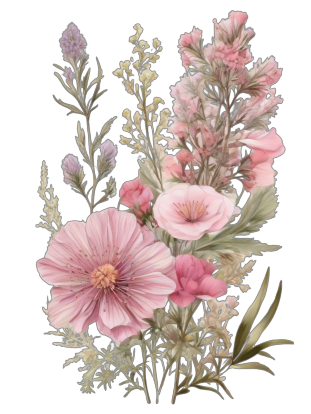 Printed mug "Mallows / Bouquet of mallows / Pink flowers"