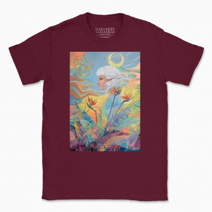 Men's t-shirt "Woman among the flowers and with moon in the hair"
