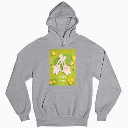 Man's hoodie "Rabbits. Home is where my heart is"