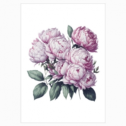 Постер "Квіти / Букет Півонії / Рожеві піони"