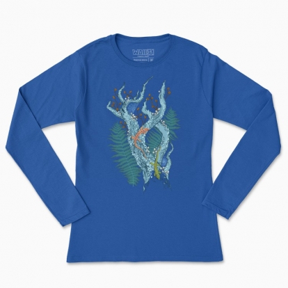 Women's long-sleeved t-shirt "Lizards in the forest thicket"