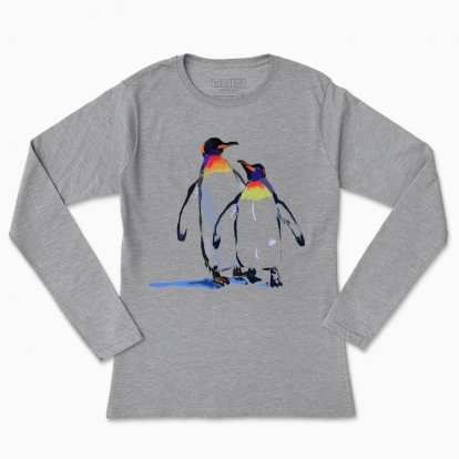 Women's long-sleeved t-shirt "Penguins in love"