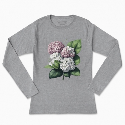 Women's long-sleeved t-shirt "Flowers / Hydrangea bouquet / Pink hydrangeas"