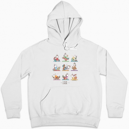Women hoodie "Yoga poses with Unicorns. Inhale and exhale"
