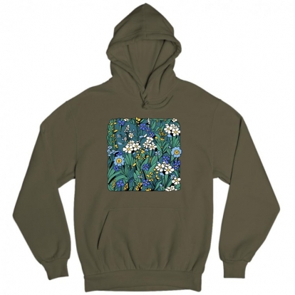 Man's hoodie "Blue Flowers"