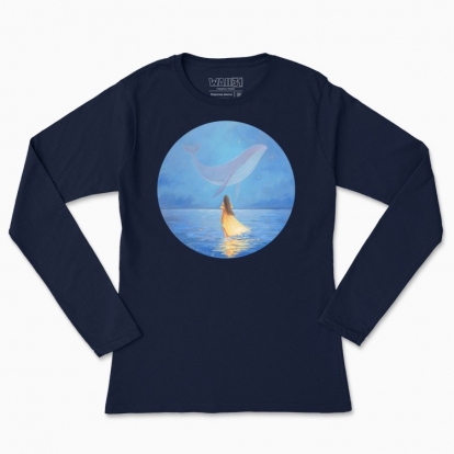 Women's long-sleeved t-shirt "The Girl in yellow dress and the Whale"
