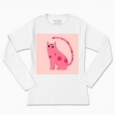 Women's long-sleeved t-shirt "Pink cat"