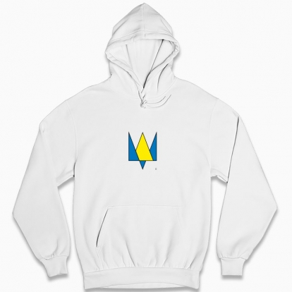 Man's hoodie "Trident minimalism (yellow-blue)"