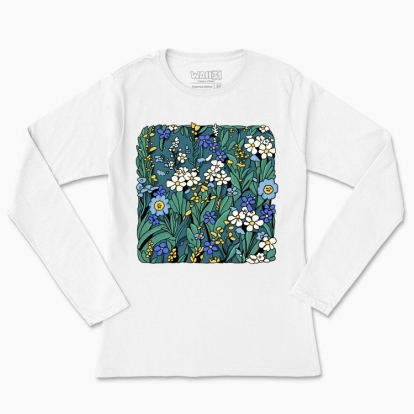 Women's long-sleeved t-shirt "Blue Flowers"