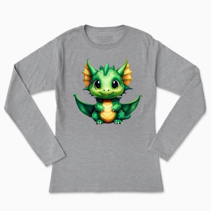 Women's long-sleeved t-shirt "The green sweet dragon"