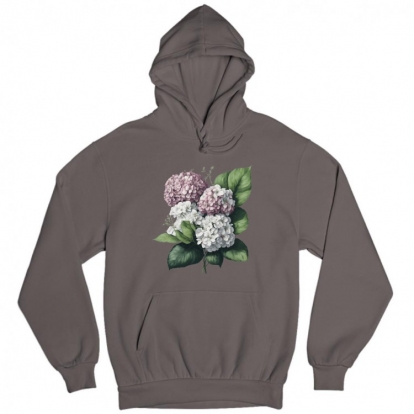 Man's hoodie "Flowers / Hydrangea bouquet / Pink hydrangeas"