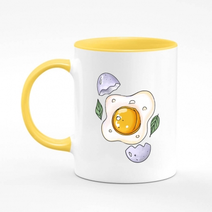 Printed mug " egg with eggshell and greenplants"
