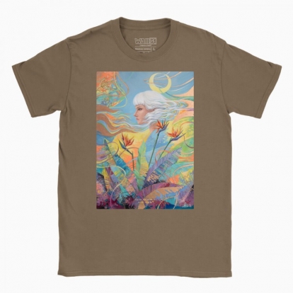 Men's t-shirt "Woman among the flowers and with moon in the hair"