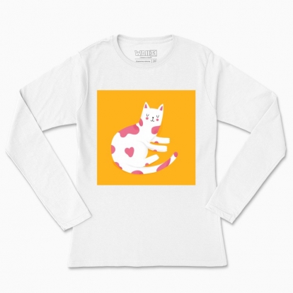 Women's long-sleeved t-shirt "White cat"