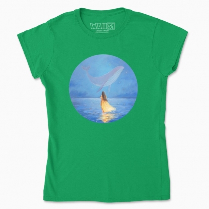 Women's t-shirt "The Girl in yellow dress and the Whale"