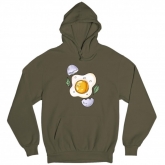 Man's hoodie " egg with eggshell and greenplants"