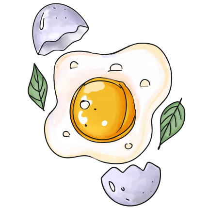  egg with eggshell and greenplants