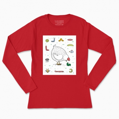 Women's long-sleeved t-shirt "Chicken and insects"