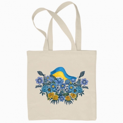 Еко сумка "квіти і прапор України"