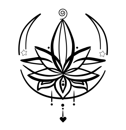 lotus with moon lineart